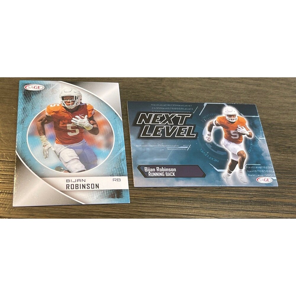 Sage Bijon Robinson 2 card lot rookie Atlanta Falcons Texas Longhorns